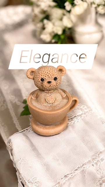 Cute Bear with Heart seated on coffee cup, Beautiful Candle, Perfect for Baby showers, Handmade,  Decorative Candle